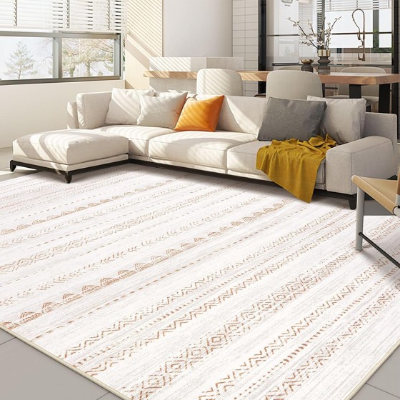 Area Rug Living Room Rugs: 5x7 Large Soft Machine Washable Boho Moroccan FarmNeutral Stain Resistant Indoor Floor Carpet for Bedroom Under Dining Table Home Office Decor-Cream Brown